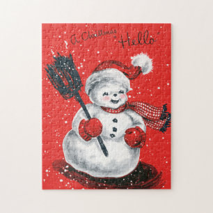 Retro Vintage Weihnachtsmann Schneemann Weihnachte