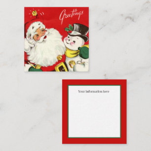retro-vintage Weihnachtsmann-Schneemann weitere In Quadratische Visitenkarte