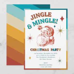 Retro-Vintage-Weihnachtsmann-Weihnachtsfeier-Jingl Einladung