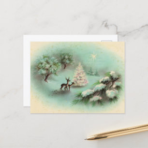 Retro-Vintage-Weihnachtsrentier Postkarte
