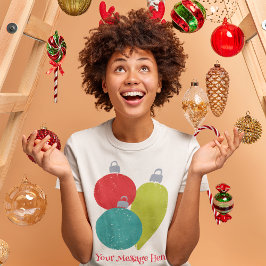 Retro Vintage Weihnachtsschmuck Custom Message T-Shirt