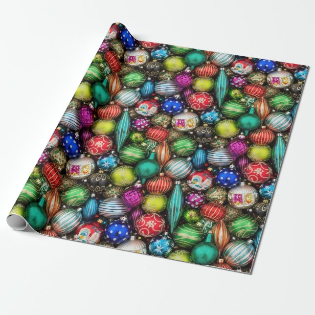 Retro Vintage Weihnachtsschmuck Jumble Geschenkpapier (Ungerollt)