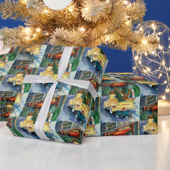 Retro Vintage Weihnachtsstadt Party Packung Geschenkpapier (Feiertage)