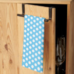 Retro Vintage White Polka Dots Sky Blue Template Geschirrtuch<br><div class="desc">Custom Elegant Classic Rustic White Polka Dots Template Niedlich Kitchen & Dining / Tisch & Küche Linens / Retro / Vintag Sky Blue Kitchen Handtuch.</div>