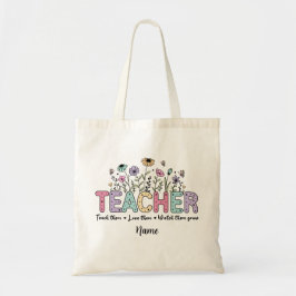 Retro Vintage Wildblumen Lehrerbewertung Tragetasche