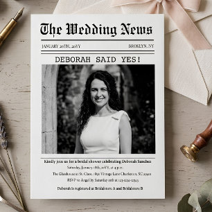 Retro-Vintage-Zeitung Brautparty Einladung