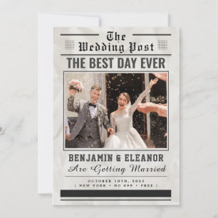 Retro Vintage-Zeitungs-Hochzeitseinladung