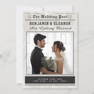 Retro Vintage-Zeitungs-Hochzeitseinladung