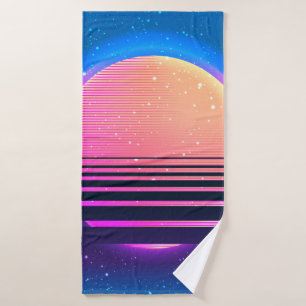 Retro Vintager 80er oder geometrischer Stil der 90 Badehandtuch