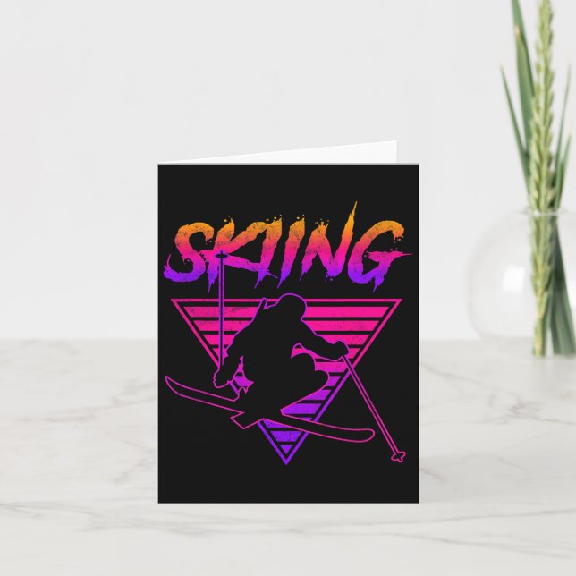 Retro Vintager 80er Skifahren _1 Karte (Vorderseite)