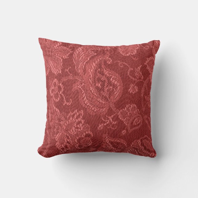Retro Vintager Blumenrostrotes Throw-Kissen Kissen (Vorderseite)