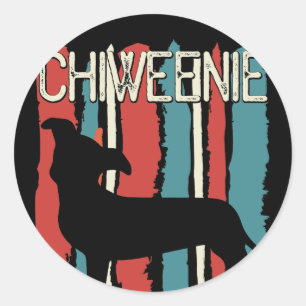 Retro Vintager Chiweenie Hund Runder Aufkleber