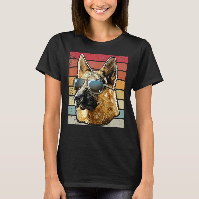 Retro Vintager deutscher Schäferhund T-Shirt (Vorderseite)