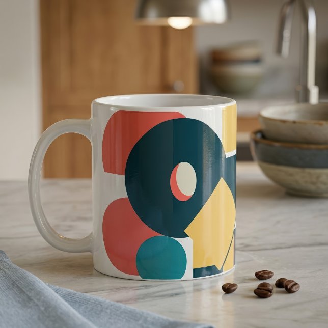 Retro Vintager geometrischer Risograph, Risoprint Kaffeetasse (Retro Abstract Geometric Risograph Art Design. Coffee Mug)