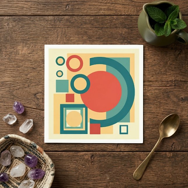 Retro Vintager geometrischer Risograph, Risoprint Serviette (Retro Geometric Risograph Style Abstract Design. Napkins)