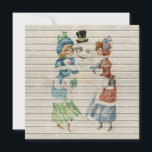 Retro | Vintager Happy Snowman mit Ladys Feiertagskarte<br><div class="desc">Retro / Vintage Weihnachts Grußkarte. Wünschen Sie allen ein frohes Weihnachtsfest und viel Glück ins neue Jahr!</div>