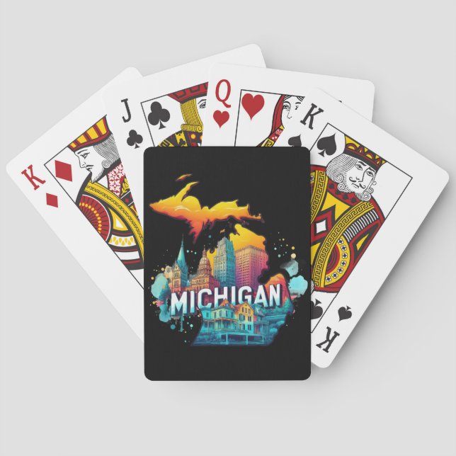Retro Vintager Michigan Staat Map Spielkarten (Rückseite)