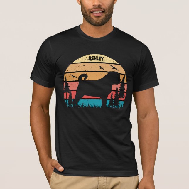 Retro Vintager Mops Hund T-Shirt (Vorderseite)