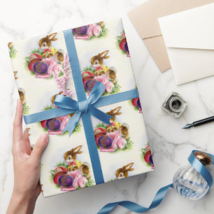 Retro-Vintager Osterhasen Geschenkpapier