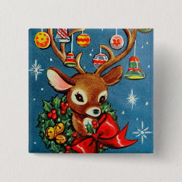Retro Vintager Ren Weihnachtsfeiertagsknopf Button
