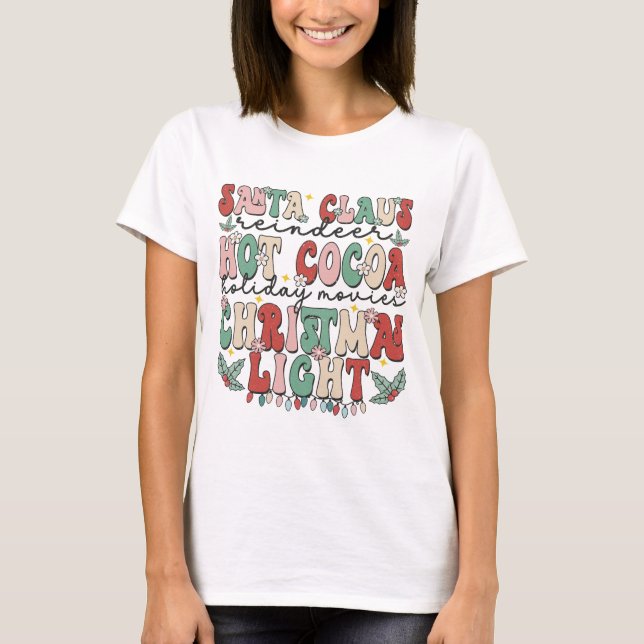 Retro Vintager Santa Claus Reindeer T-Shirt (Vorderseite)