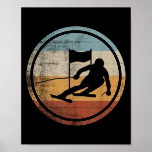 Retro Vintager Skilanglauf Skilaufen Slalom Poster