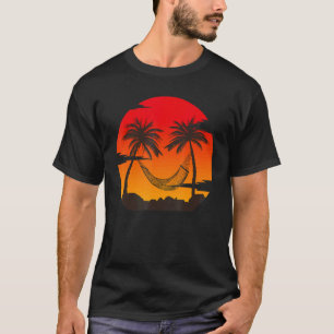 Retro Vintager Sonnenuntergang Coco Palm Tree Trop T-Shirt