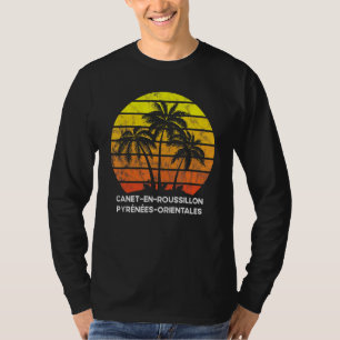 Retro Vintager Sonnenuntergang Kokospalme Canet-en T-Shirt