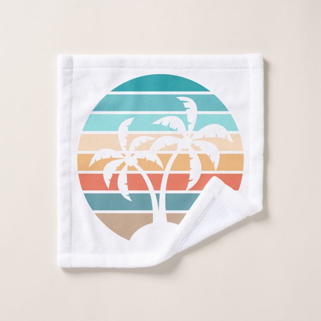 Retro Vintager Sonnenuntergang und Palmen Waschlappen (Waschlappen)