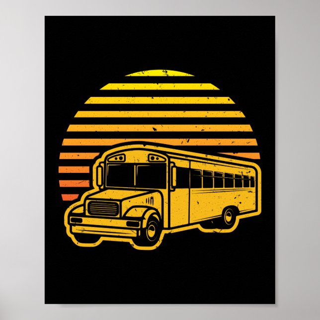 Retro-Vintager Sunset-Schulbusfahrer Poster (Vorne)