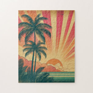 Retro/Vintager tropischer/hawaiianischer Sonnenunt