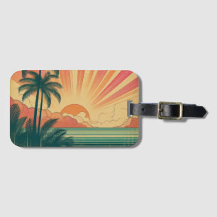 Retro/Vintager tropischer/hawaiianischer Sonnenunt Gepäckanhänger
