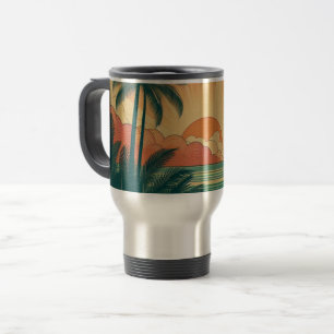 Retro/Vintager tropischer/hawaiianischer Sonnenunt Reisebecher