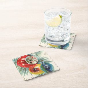 Retro Vintager Weihnachtsbirnen-Party-Untersetzer Untersetzer