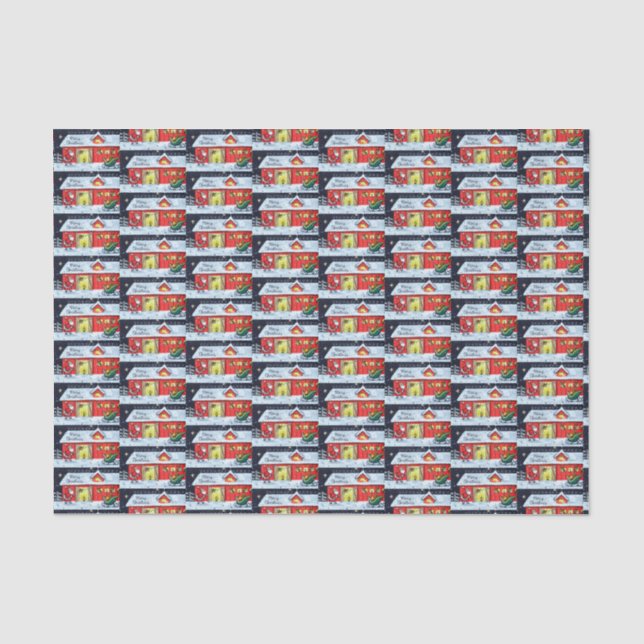 Retro Vintager Weihnachtsfeiertag Seidenpapier (Vorderseite)