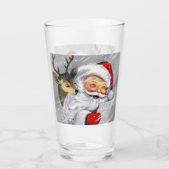 Retro Vintager Weihnachtsfest Glas (Vorderseite)