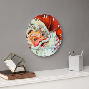 Retro Vintager Weihnachtssankt-Dekor Große Wanduhr