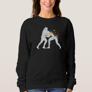 Retro Vintager Wrestling Herzklopfen Autismus Bewu Sweatshirt