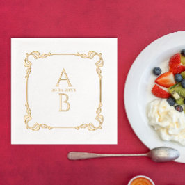 Retro Vintages elegantes Royal Datum und Monogramm Servietten Mit Folie