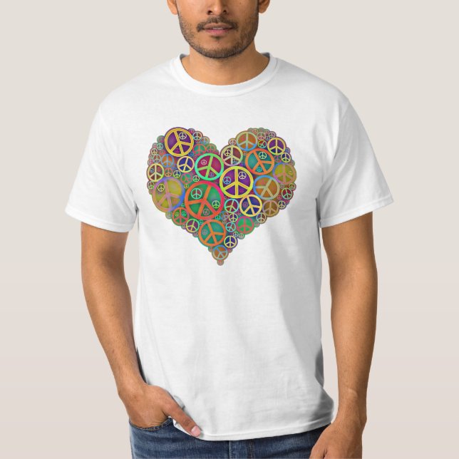Retro Vintages Friedensherz T-Shirt (Vorderseite)