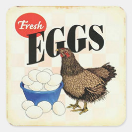 Retro Vintages frisches Hühnchen Quadratischer Aufkleber