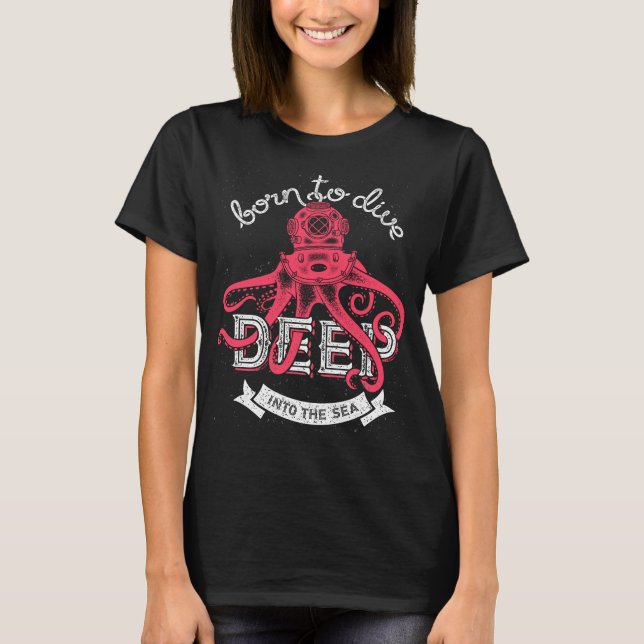 Retro Vintages geborenes, zu tauchen T-Shirt (Vorderseite)