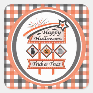 Retro Vintages Halloween-Zeichen - Trick oder Tret Quadratischer Aufkleber