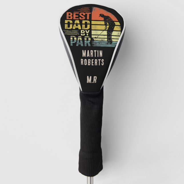 Retro-Vintages Monogramm "Bester Vater nach Par" Golf Headcover (Vorderseite)