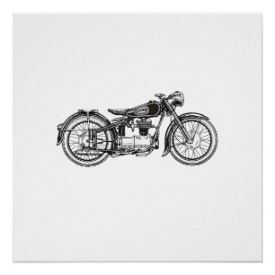 Retro Vintages Motorrad _ I Liebe Mein Motorrad Poster