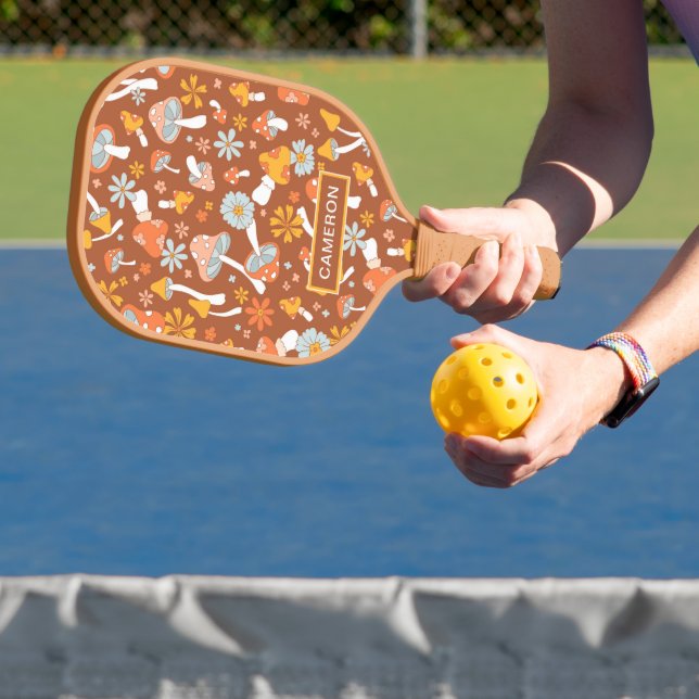 Retro-Vintages Mushroom-Blume Muster Pickleball Schläger (InSitu)