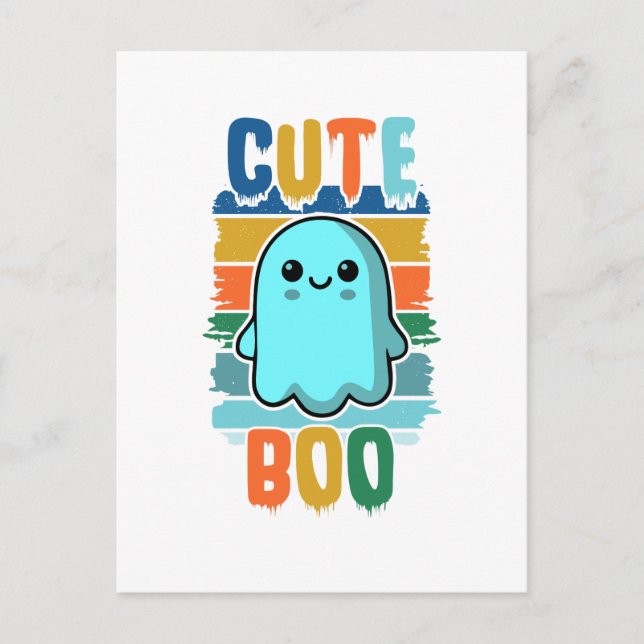 Retro Vintages Niedliches Halloween-Ghost Postkarte (Vorderseite)