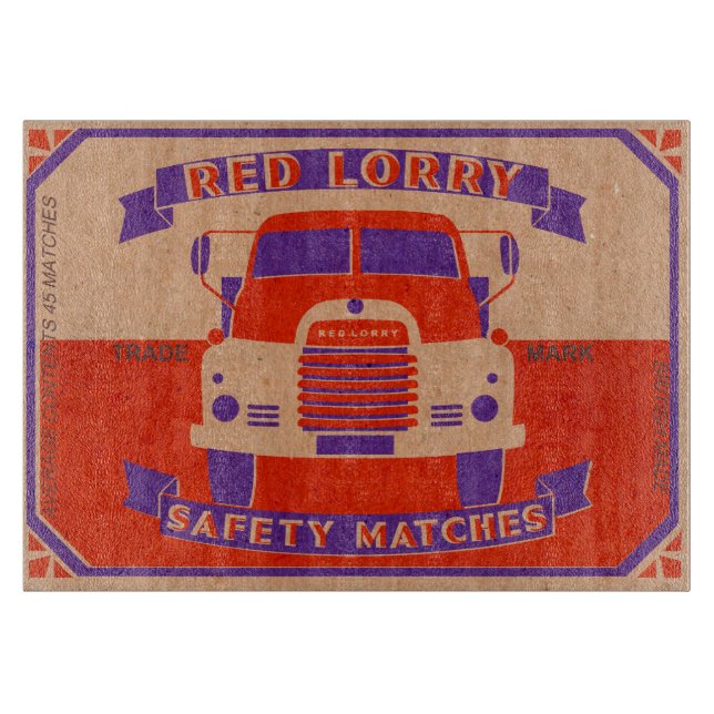 Retro-Vintages rotes LKW-Matchbox-Glas Schneidebrett (Vorderseite)