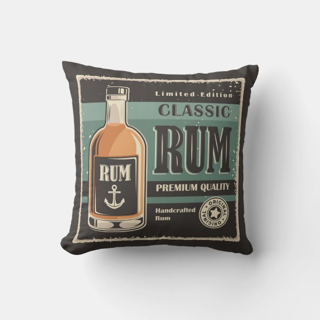 Retro Vintages Rum Throw Kissen (Vorderseite)