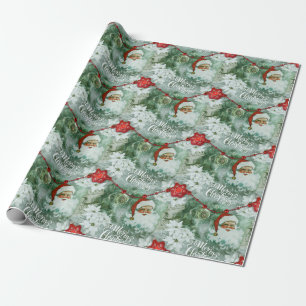 Retro Vintages Santa Vignette Wrapping Paper Geschenkpapier